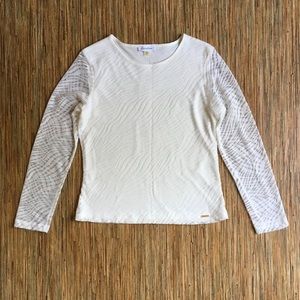 Calvin Klein Top White Womens Semi Sheer Zebra EUC